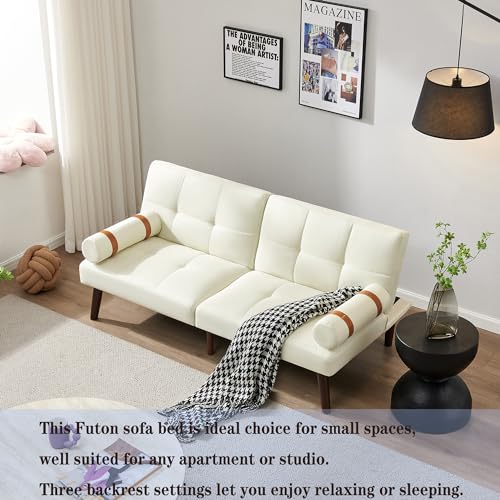Light Green Convertible Futon Sofa Bed with 2 Removable Arms U330544