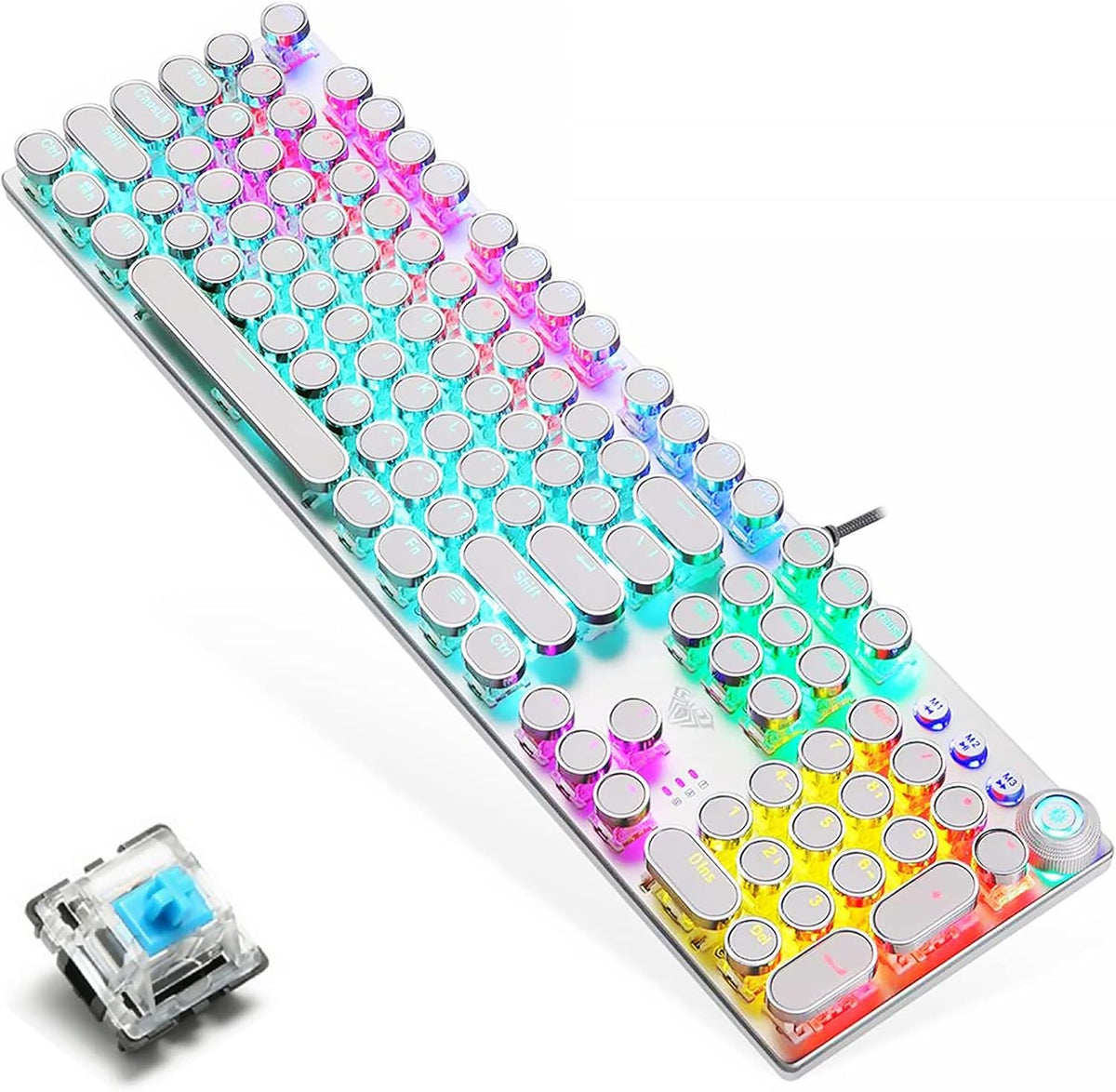 Mechanical Gaming Keyboard, Blue Switches, USB Wired, Metal Panel, Moveable Wrist Rest S486