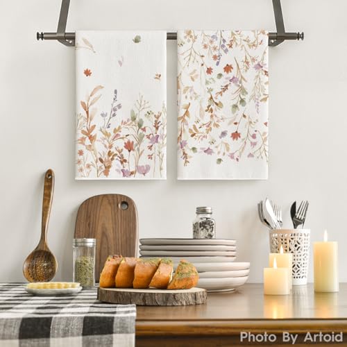 Set of 2 18x26 Inch Floral Christmas Kitchen Towels S118924