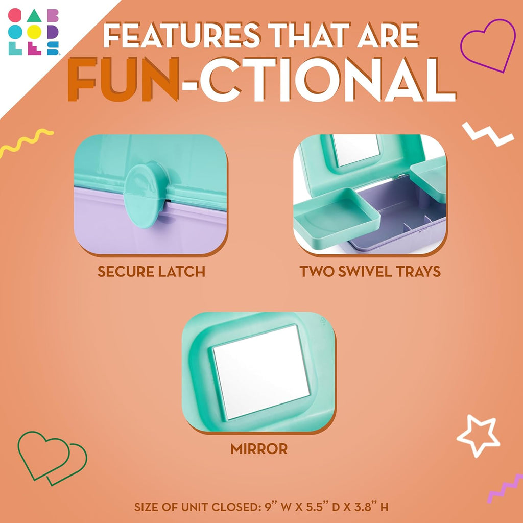 Two-Tone Peach on Seafoam Hard Plastic Makeup Box with 2 Swivel Trays C5068