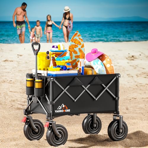 Black Heavy Duty Collapsible Utility Wagon with All-Terrain Wheels O310667