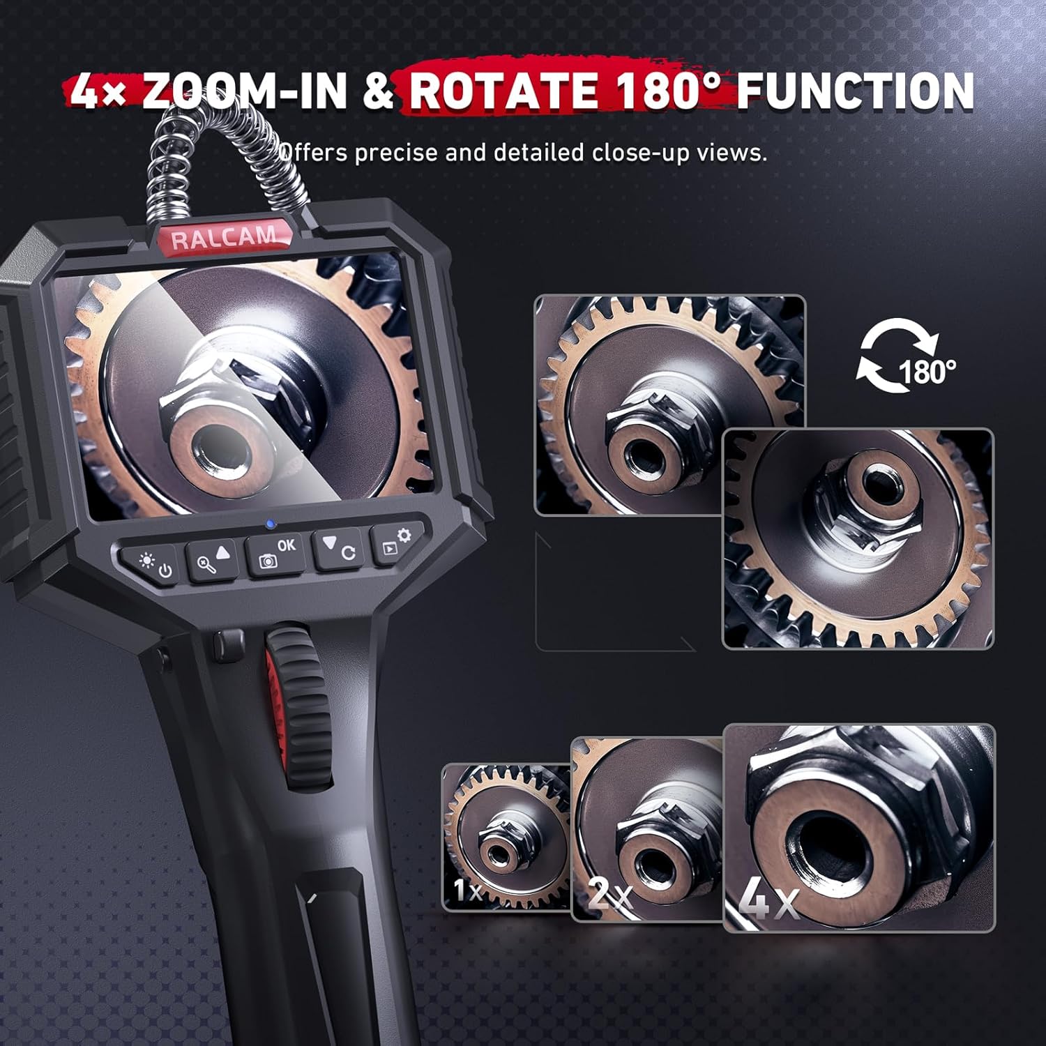 Articulating Borescope, 2-Way 180° Inspection Camera, 6.2mm Lens IP67 Waterproof Probe, 3.5'' Portable IPS Screen Endoscope with 3.3FT/1.0M Flexible Cable N6489