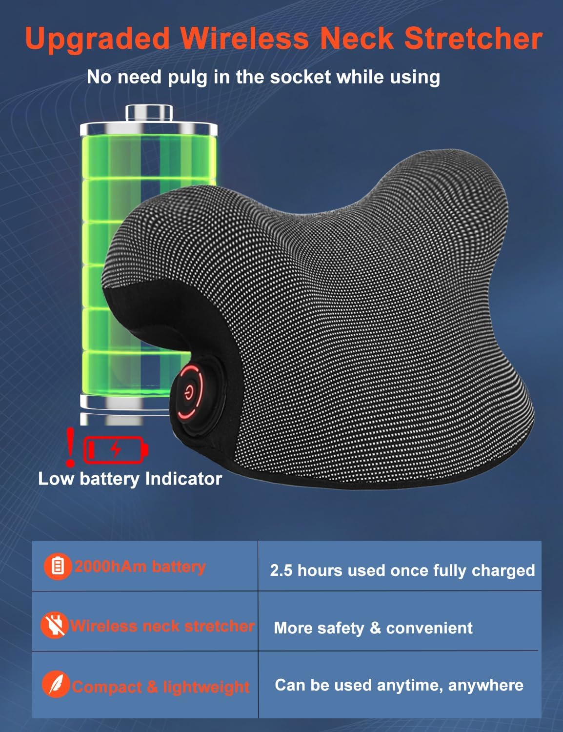 Wireless Cordless Neck Cervical Traction Device with Graphene Heating Pad R3241