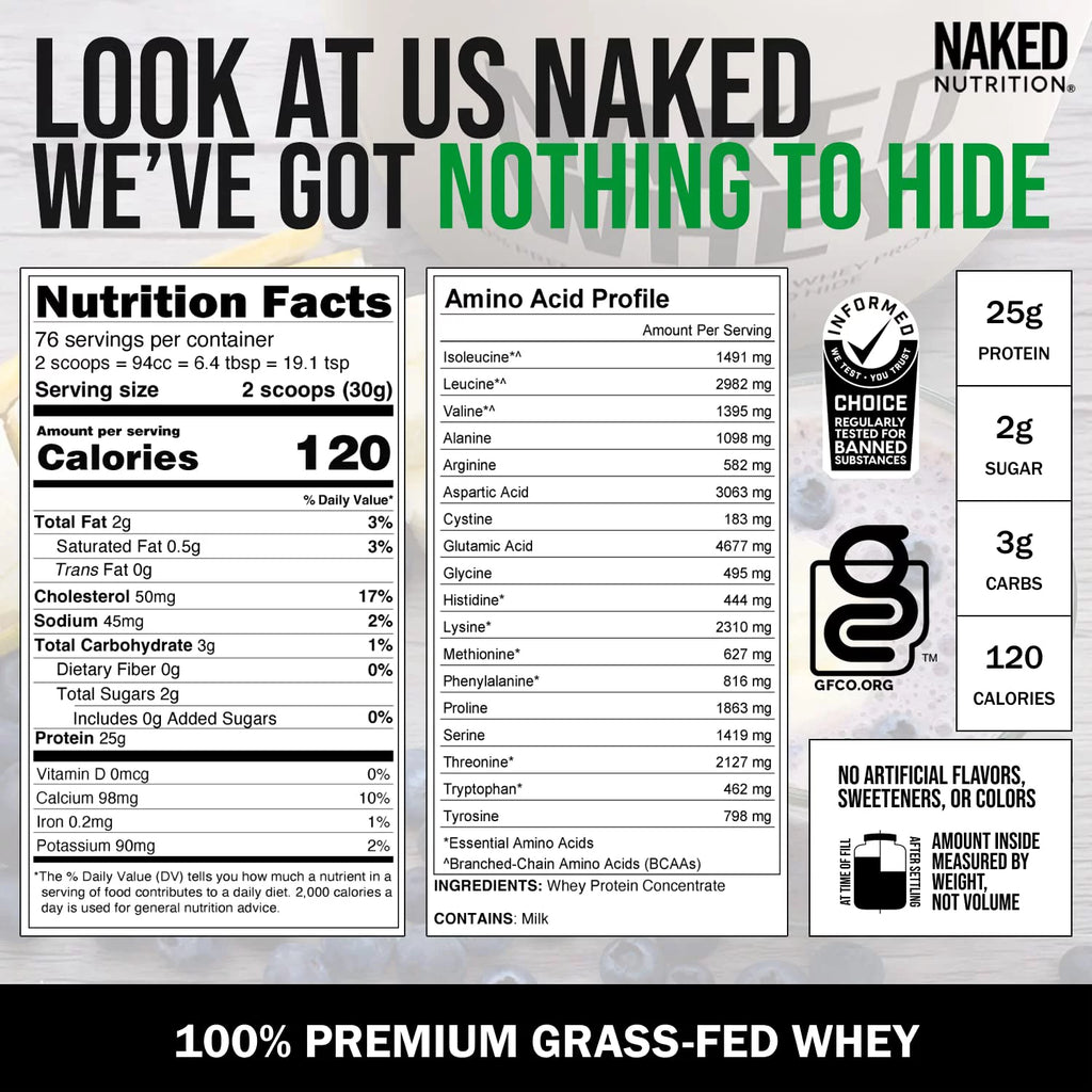 5LB Unflavored Grass Fed Whey Protein Powder Y883037