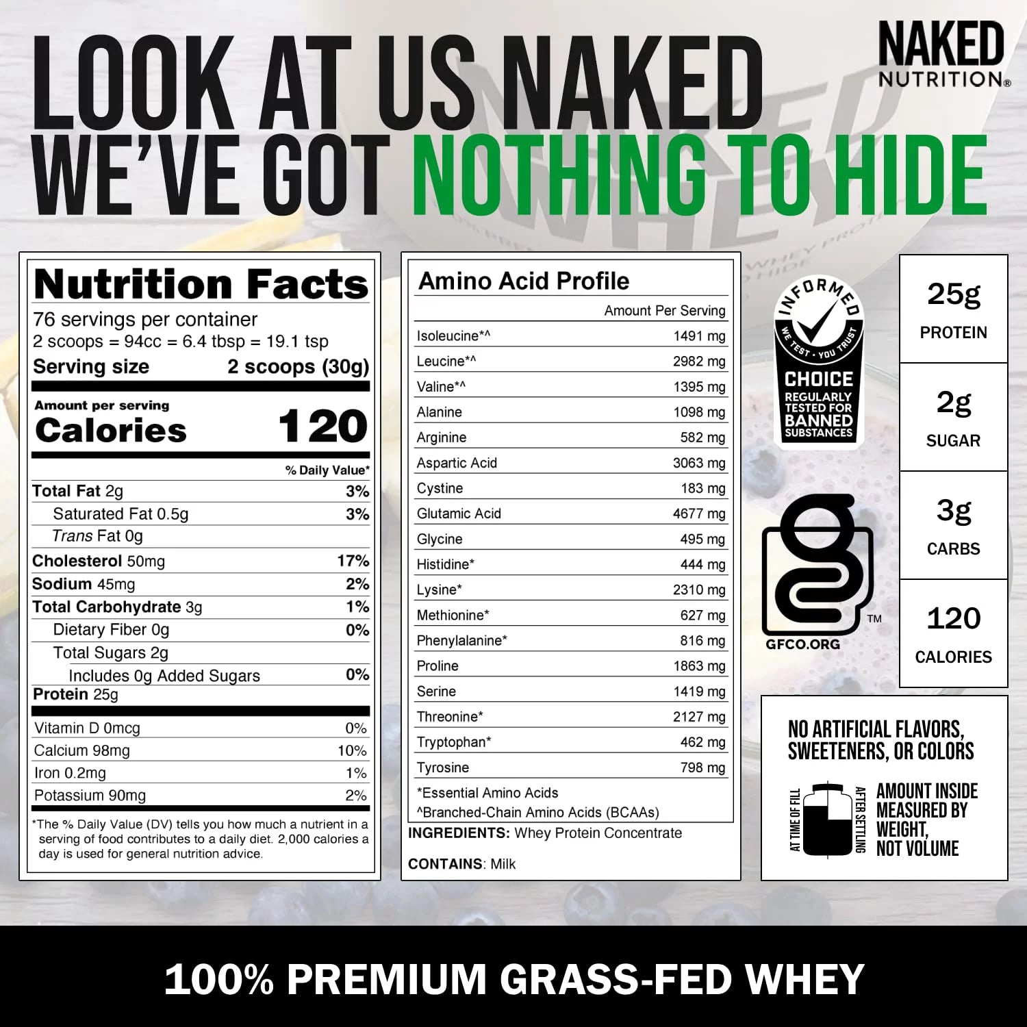 5LB Unflavored Grass Fed Whey Protein Powder Y883037