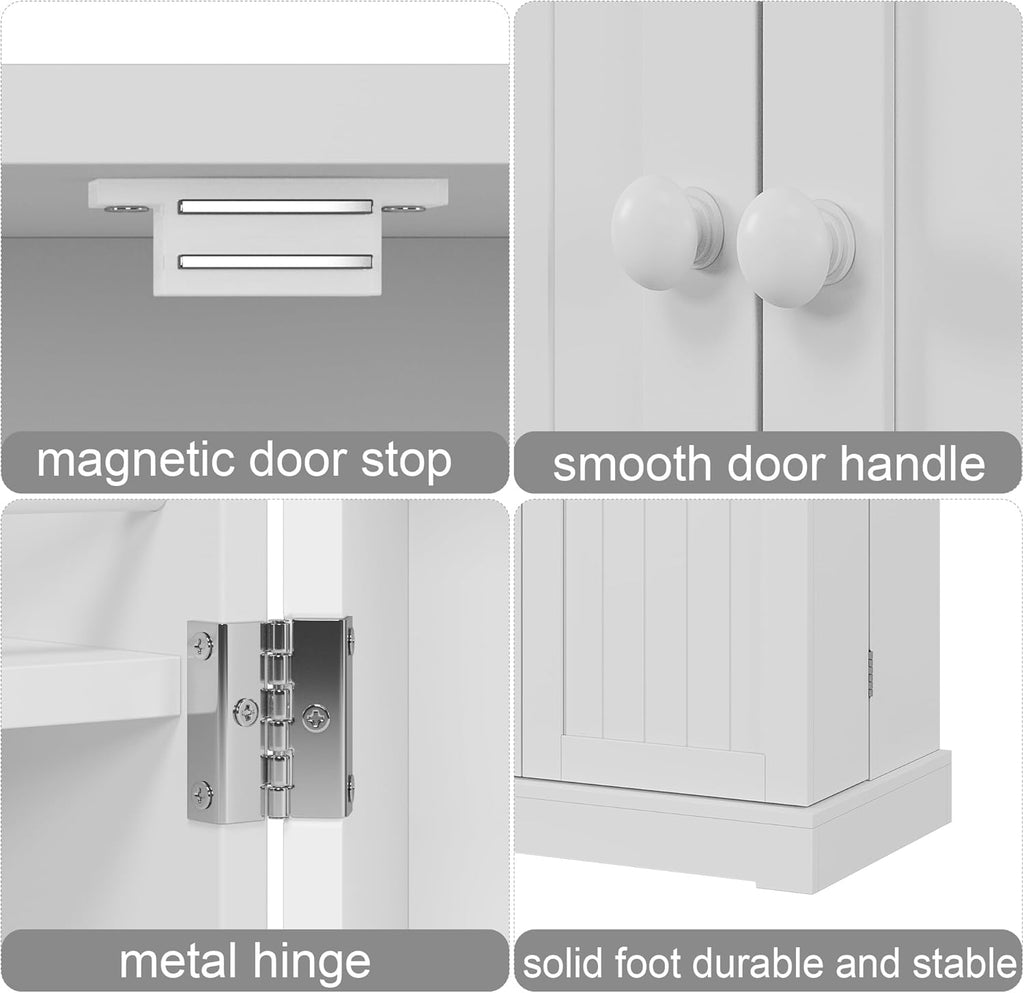 White Tall Kitchen Pantry Cabinet with Glass Doors G226