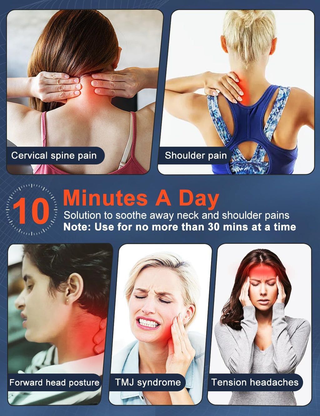Wireless Cordless Neck Cervical Traction Device with Graphene Heating Pad R3241