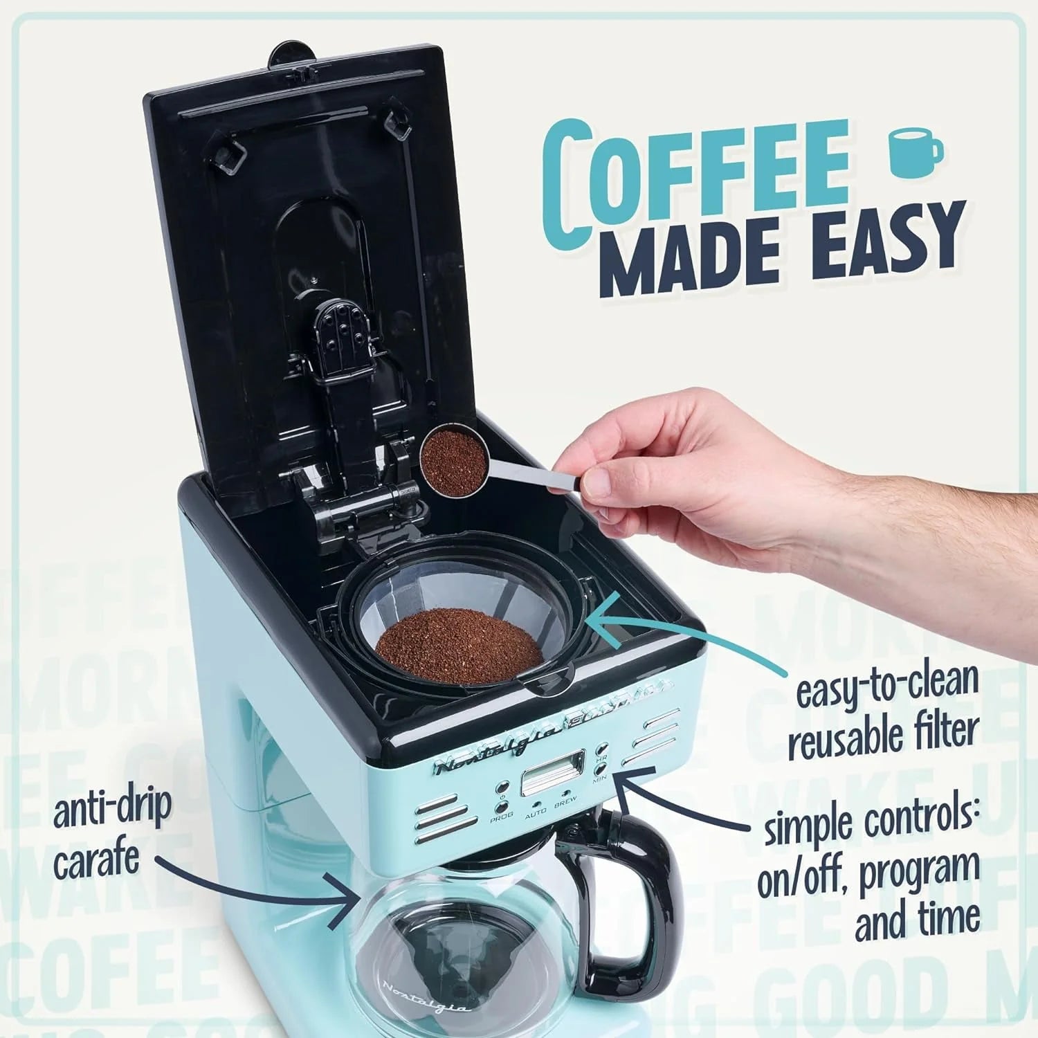 12-Cup Programmable Coffee Machine, Aqua A11837