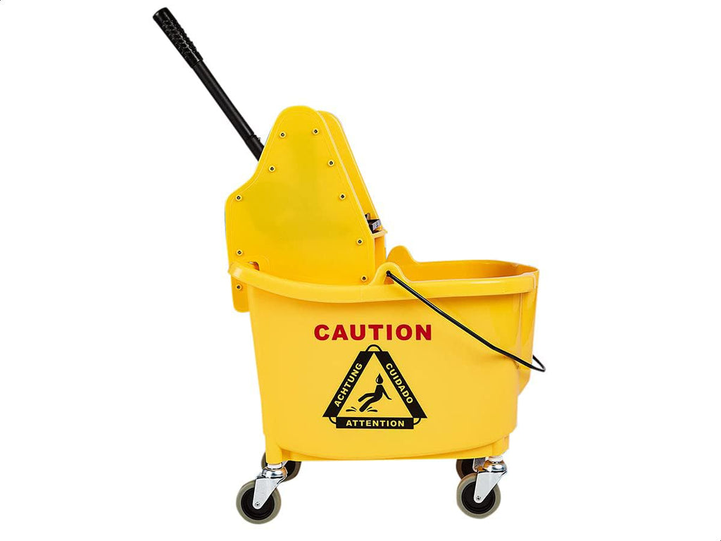 Rectangular Mop Bucket and Down Press Wringer Combo, 35-Quart, Yellow I405