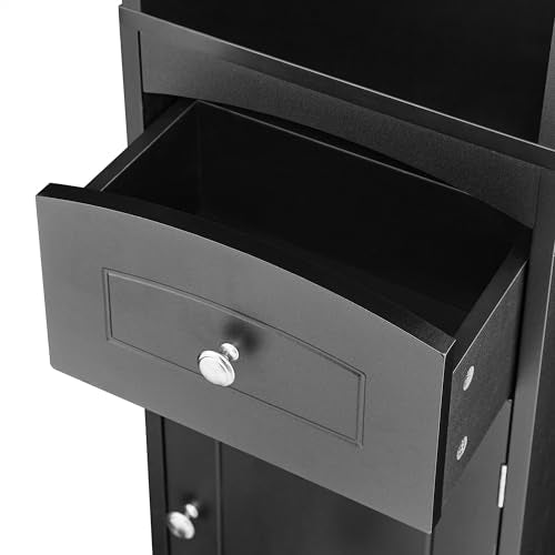 Grey Tall Bathroom Cabinet with Door and Adjustable Shelf U291962