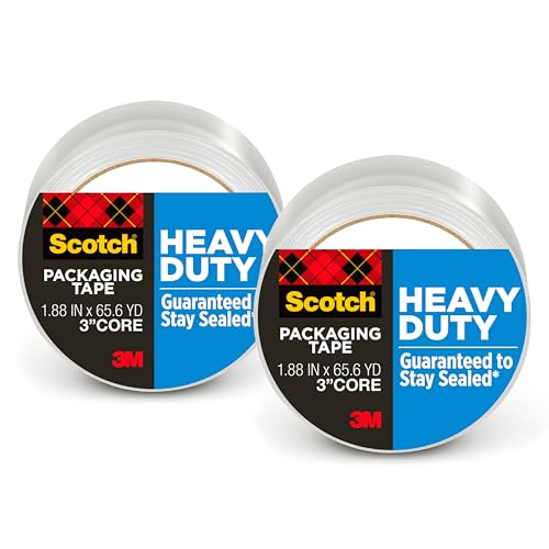 Clear Heavy Duty Packaging Tape, 1.88" x 65.6 yd, 3" Core, 1 Roll (Pack of 2) C3532