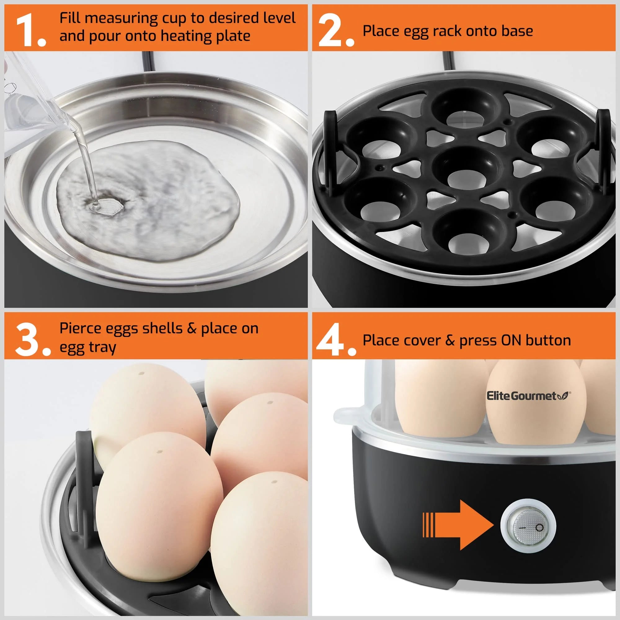 7-Egg Capacity Electric Egg Cooker, Black K1202
