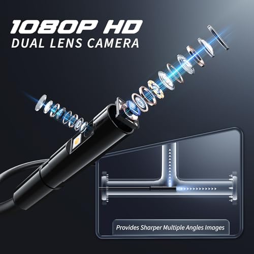 Endoscope Camera with 4.3" IPS Screen, 1920P HD, 16.4FT Semi-Rigid Cord, IP67 Waterproof (Orange) B36321