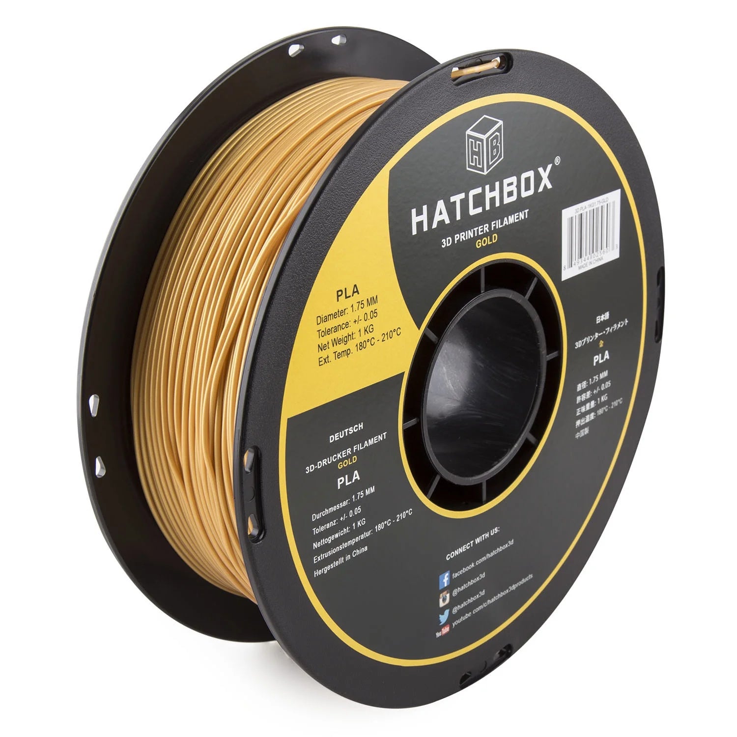 Gold 1.75 mm PLA 3D Printer Filament 1 kg Spool F1368