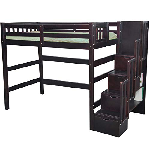 Natural Twin Loft Bed with Storage U711