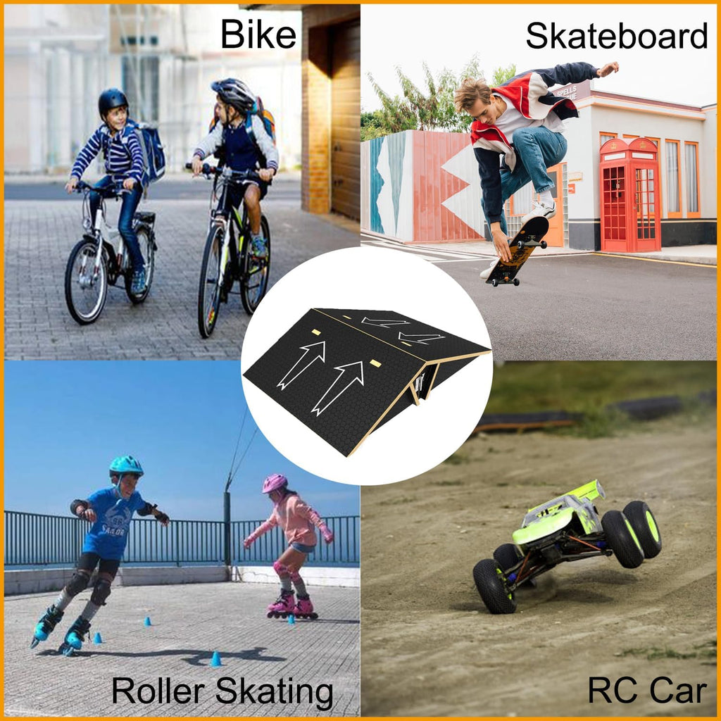 Black Double Sided Skateboard Ramp with Carry Rope Y606141