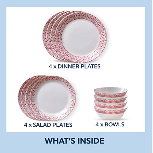 12-Pc Dinnerware Set, Service for 4, Glass Plate & Bowl Set Q371658