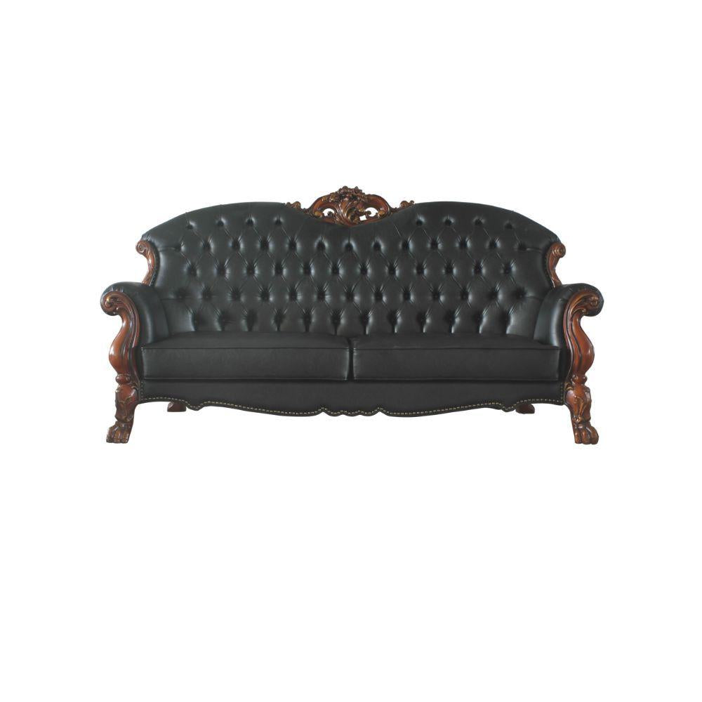 Cherry Oak Black PU Dresden Sofa Set 3 P K262282