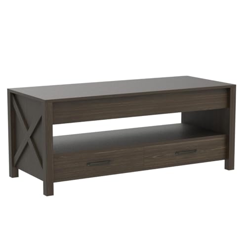 Black 47.2" Wood Lift Top Coffee Table with Storage H566831