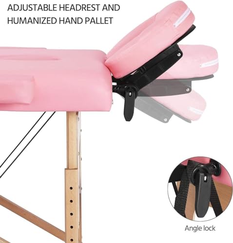 Black 84" Long Portable 2/3 Folding Massage Table with Carry Case Y99842