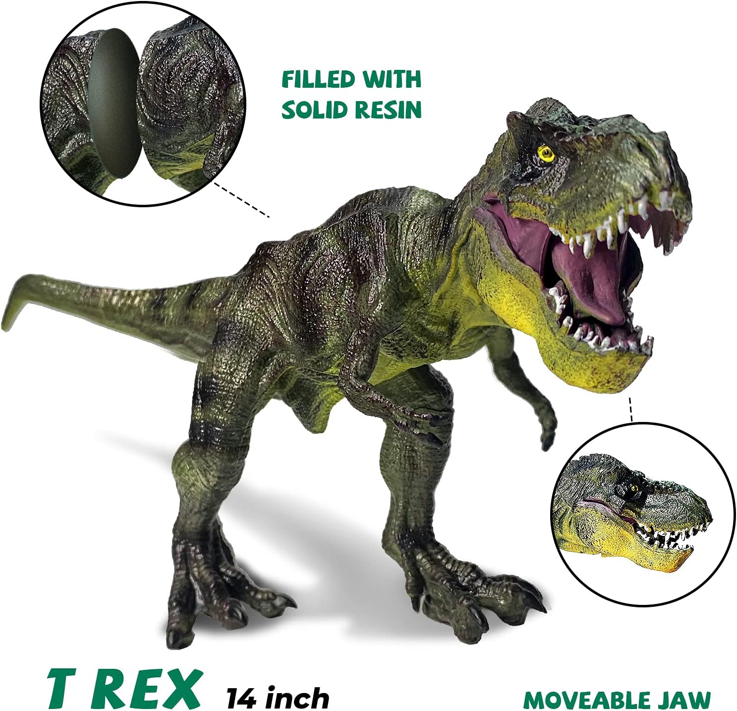 Realistic Dinosaur Toys, Large Dinosaur Figure Sets Including Movable T-Rex, Triceratops, Indoraptor and 3D Volcano Puzzles N199