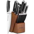 15-Pcs Black Stainless Steel Knife Set with Block O362