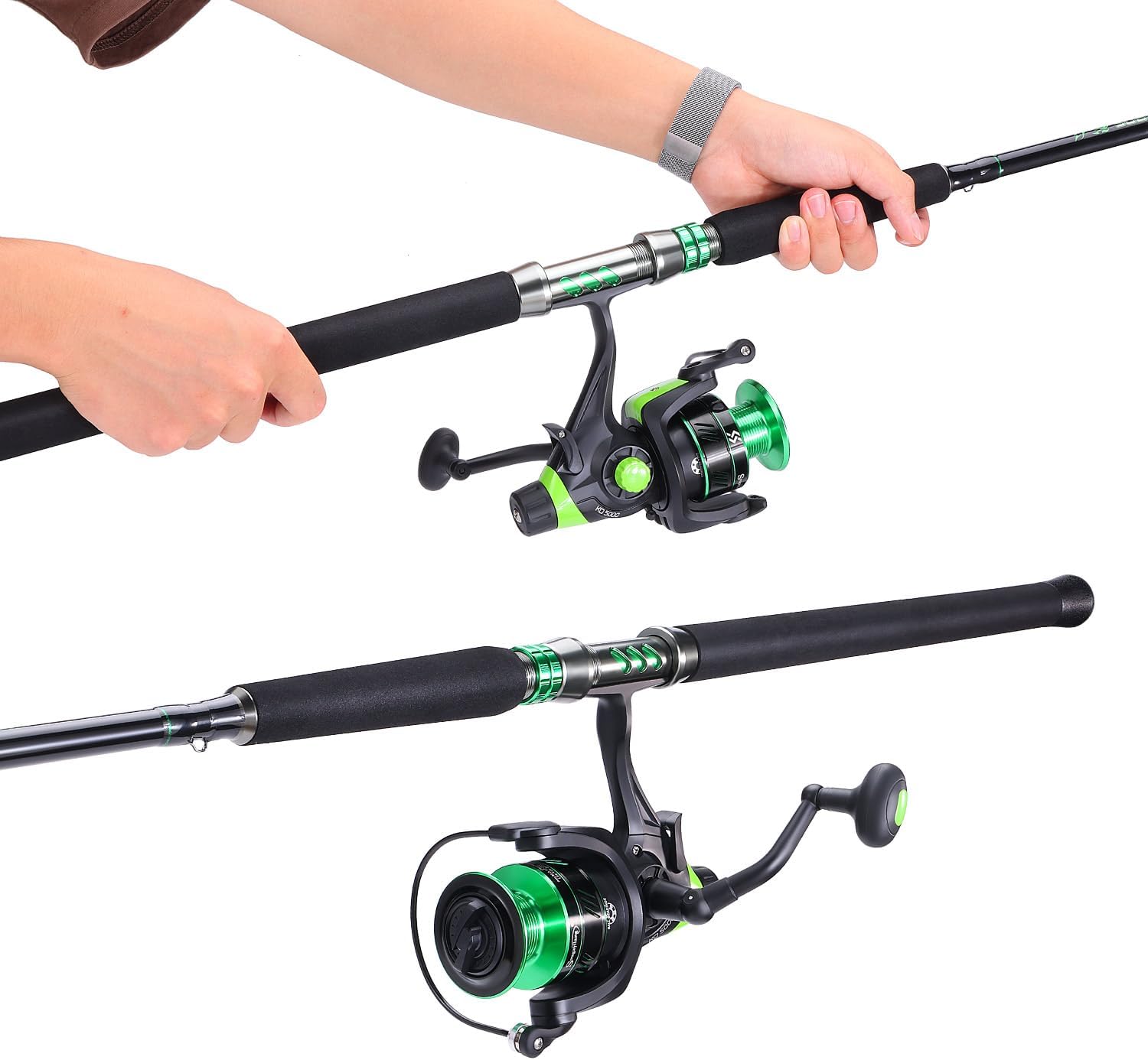 Catfish Fishing Rod and Reel Spinning Combo with EVA Non-Slip Grips and Aluminum Reel Seat K2537