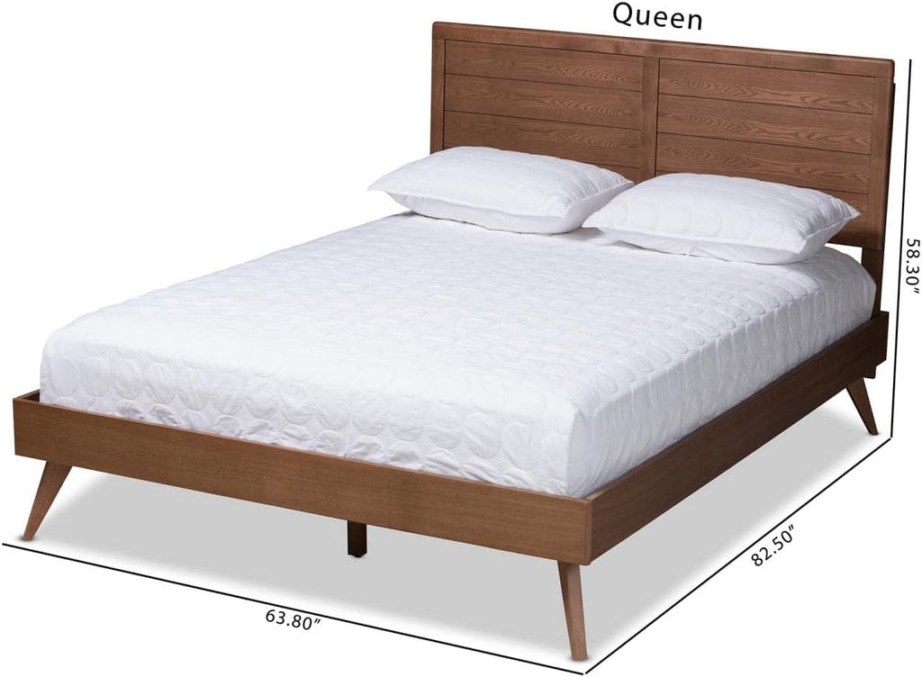 Walnut Brown Wood Queen Platform Bed U664222