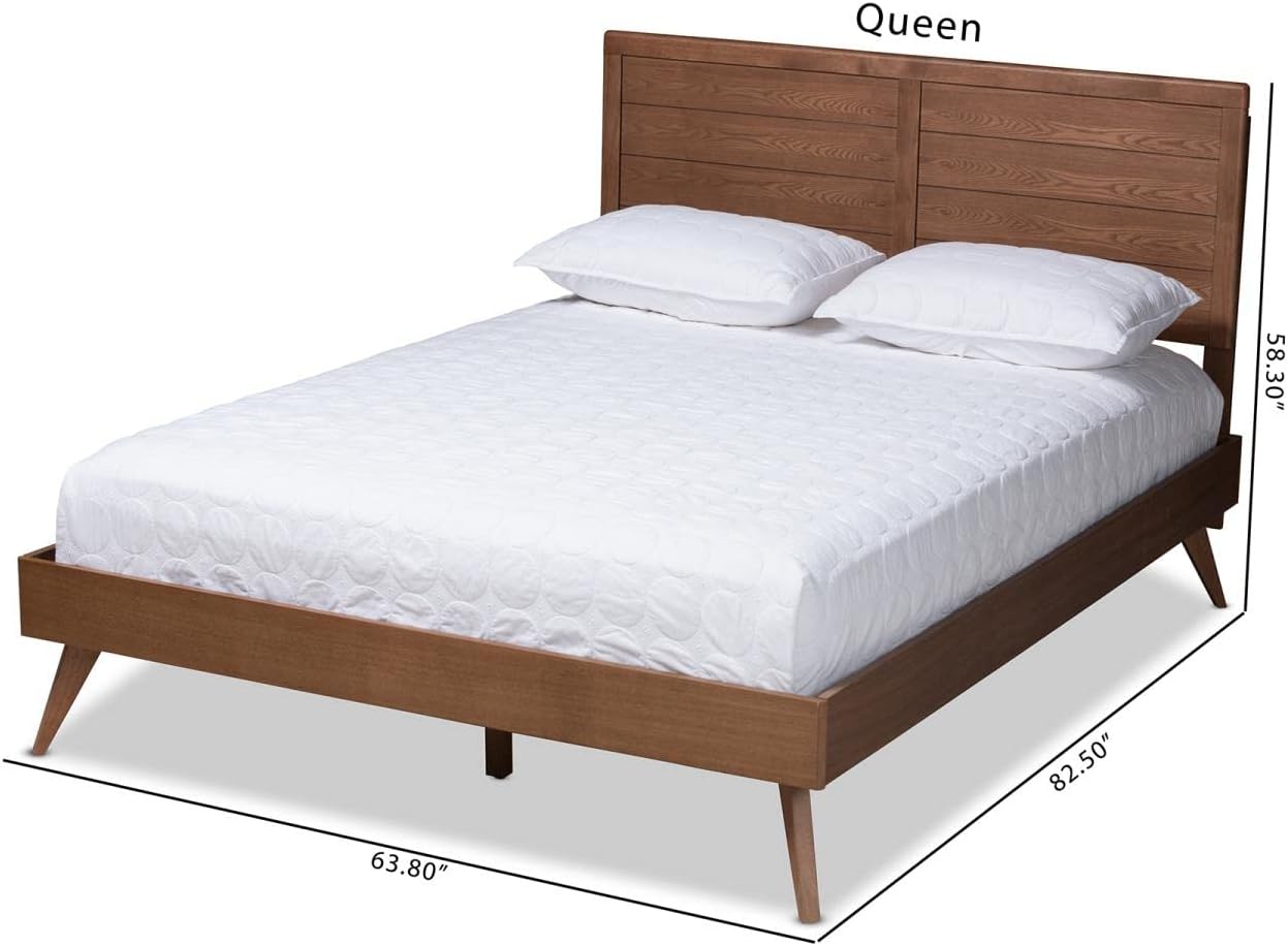 Walnut Brown Wood Queen Platform Bed U664222