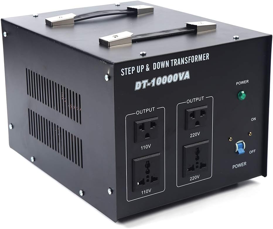 10000W Voltage Converter Transformer Step Up/Down 110V/220V Heavy Duty with 2 US Outlets, 2 Universal Outlets, Circuit Breaker Y551846