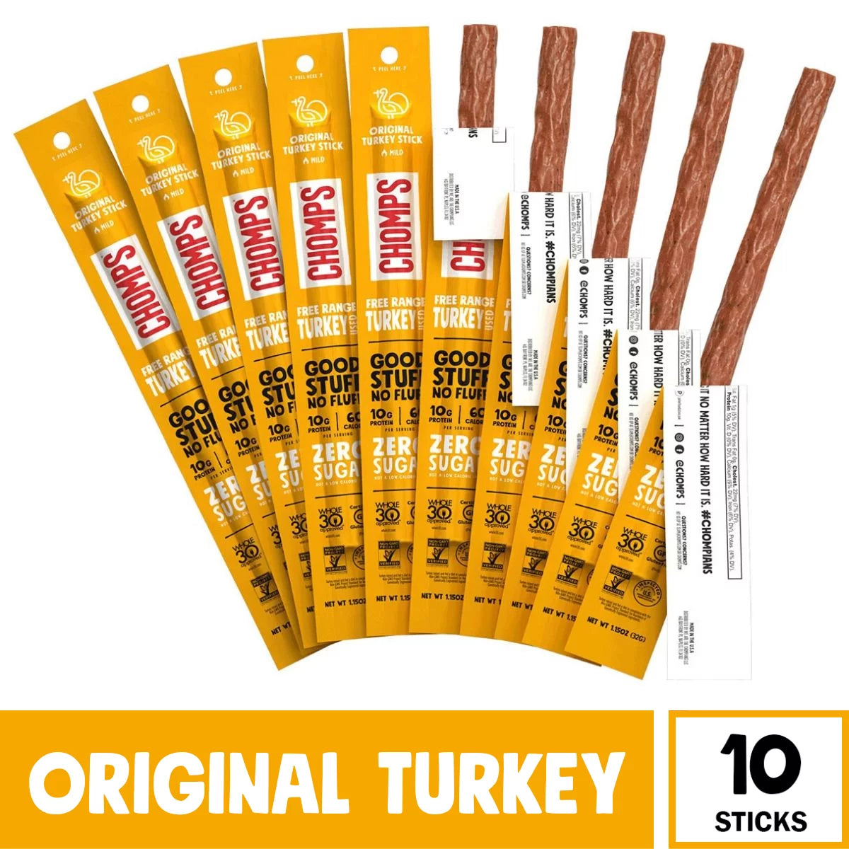 Free Range Turkey Jerky Sticks, 10ct 1.15oz Sticks Y675852