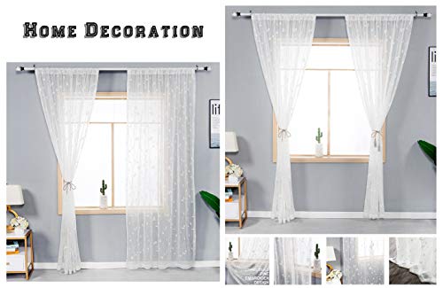White Taupe 53 x 84 Inch Semi Sheer Voile Curtains V828