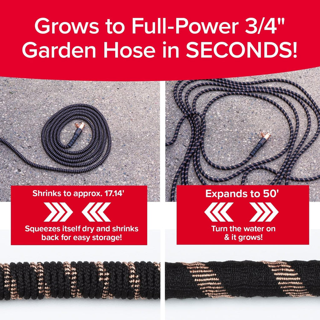 50 FT 3/4 in Expandable Garden Hose with Thumb Spray Nozzle E461197