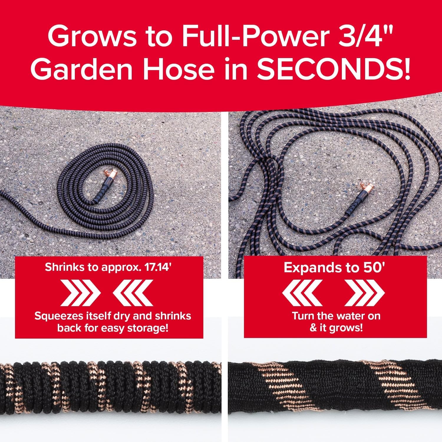50 FT 3/4 in Expandable Garden Hose with Thumb Spray Nozzle E461197
