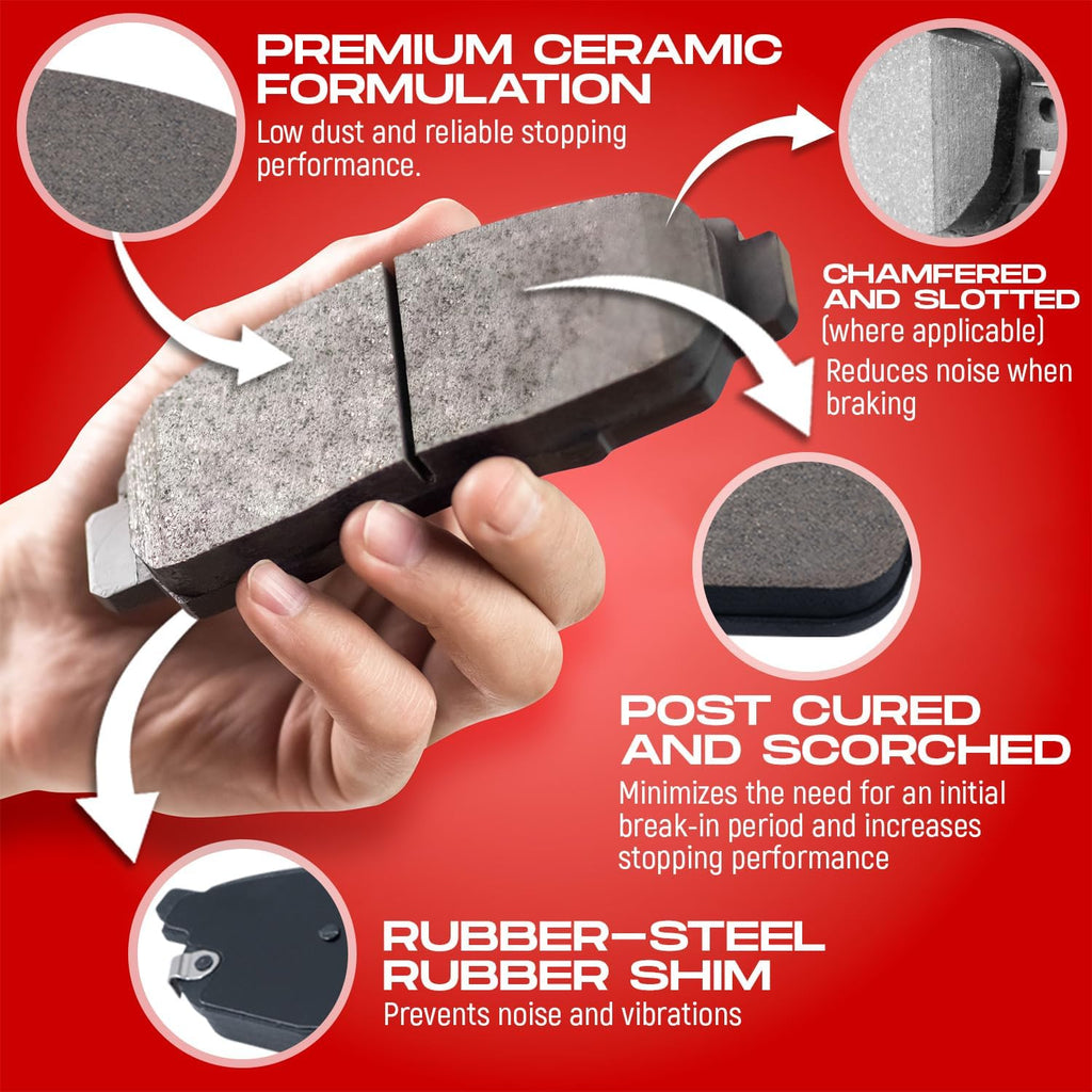 Front Rear Ceramic Brake Pads and Rotors Kit T7677