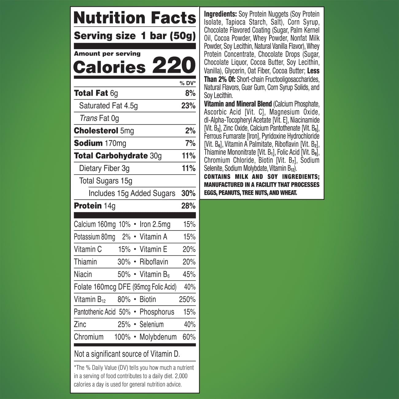 Chocolate Mint 1.76 oz Nutrition Bars 12 Count Boxes Pack of 2 Q9088