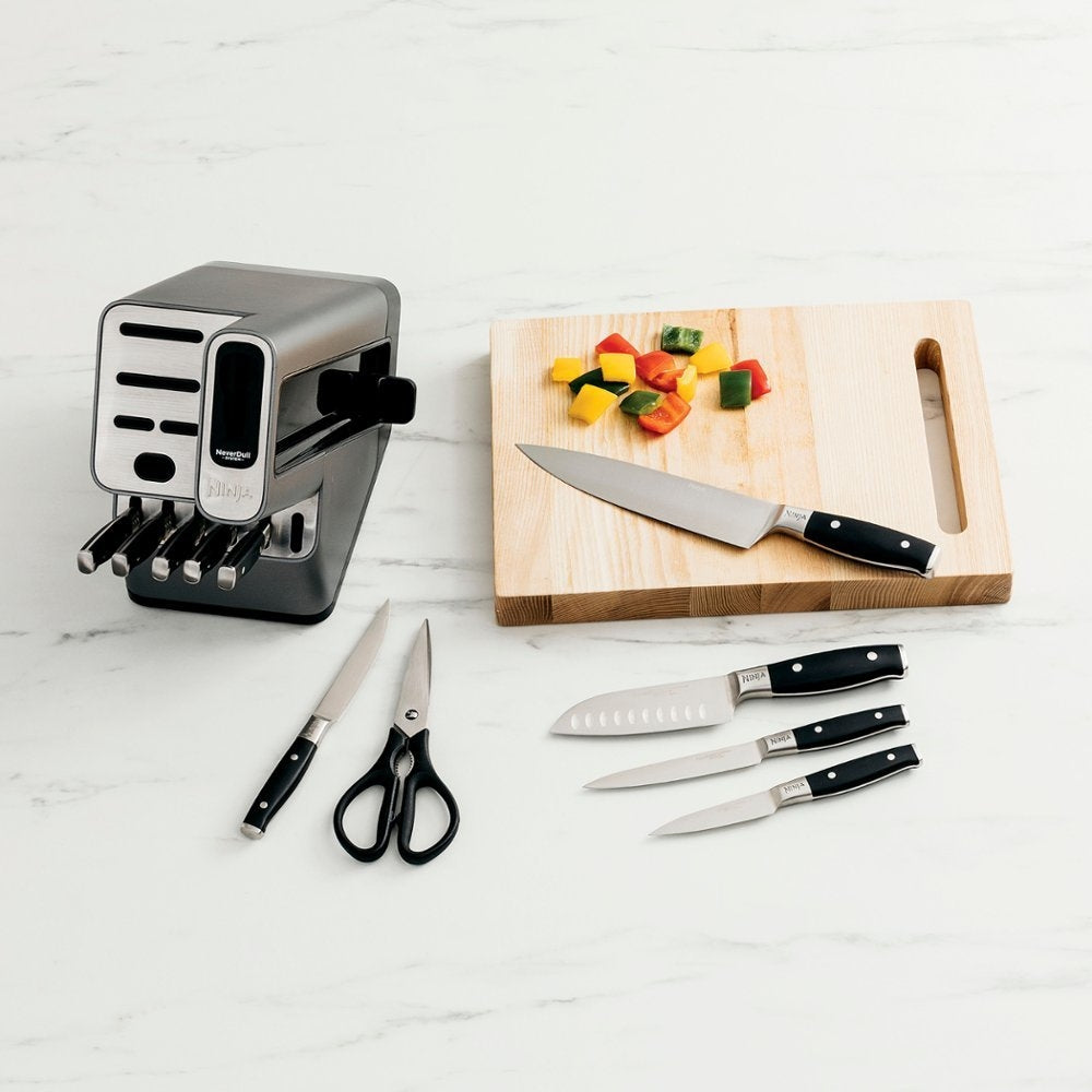 12 Piece German Stainless Steel Black Knife Block Set J8684