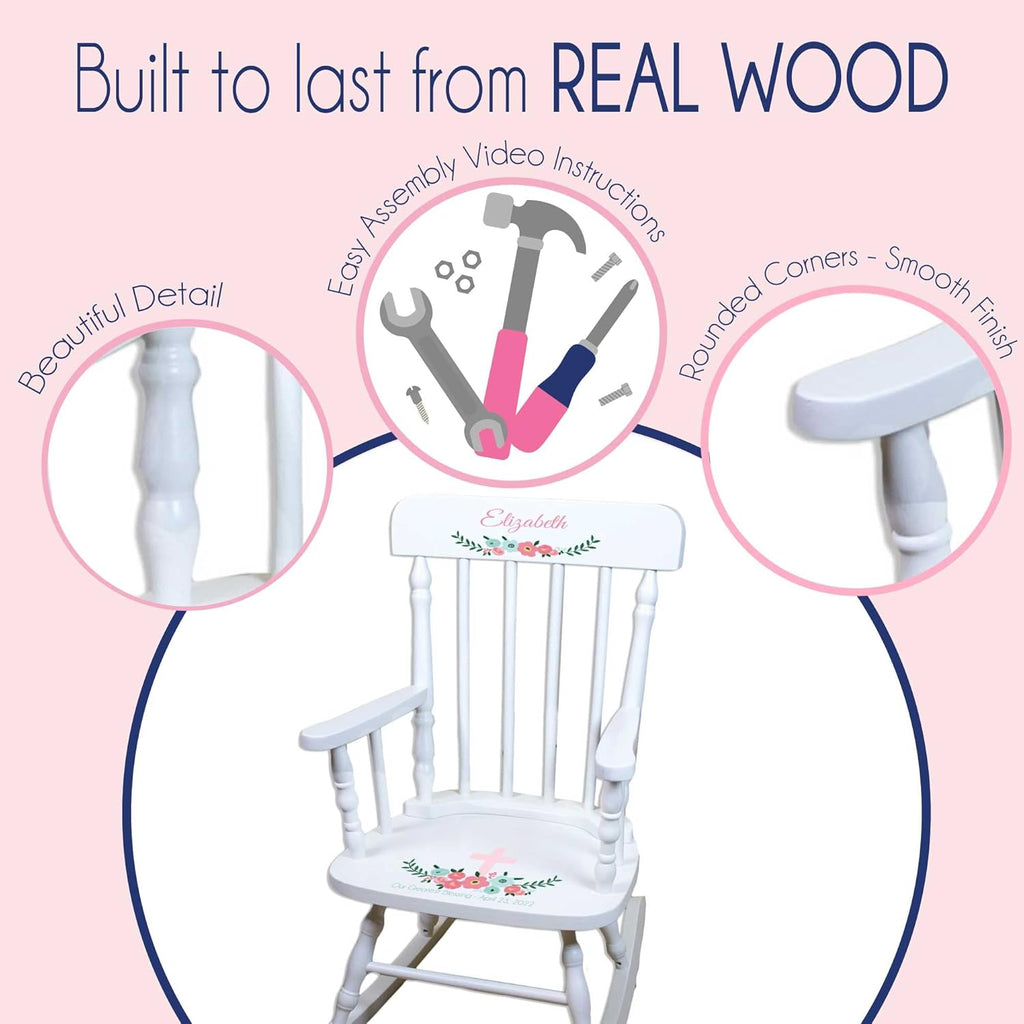 Pink White Childrens Rocking Chair Q324
