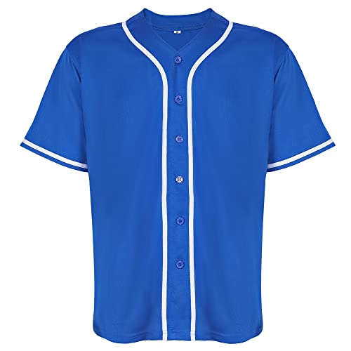 Mens Baseball Jersey Button Down Short Sleeve Shirts K3435