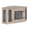 Greige and Black Wooden Dog Crate Furniture M1261
