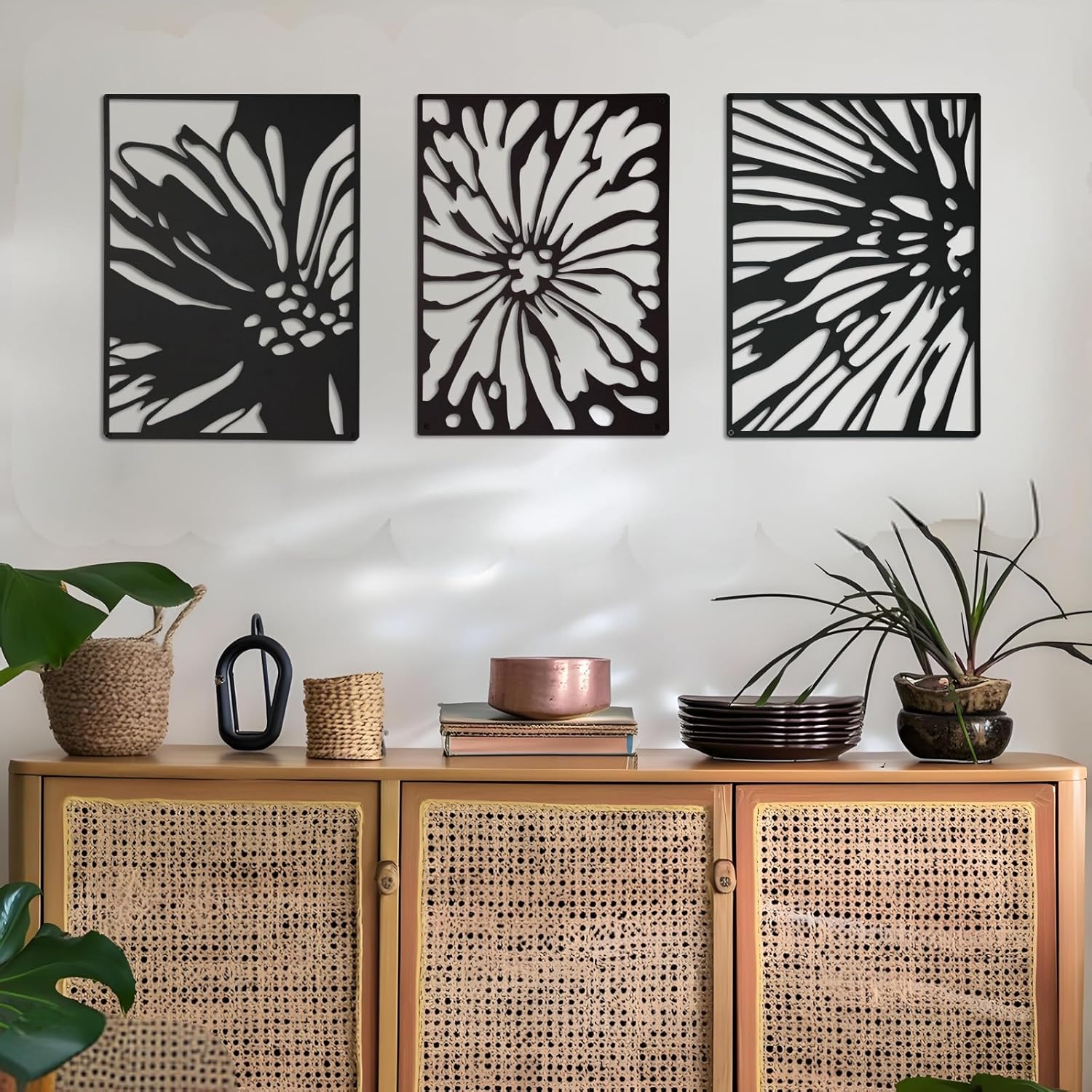 3PCS Black Metal Wall Art Decor K871483