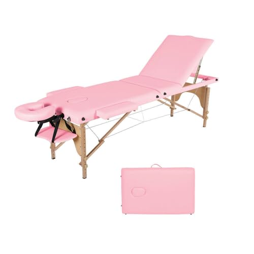 Black 84" Long Portable 2/3 Folding Massage Table with Carry Case Y99842