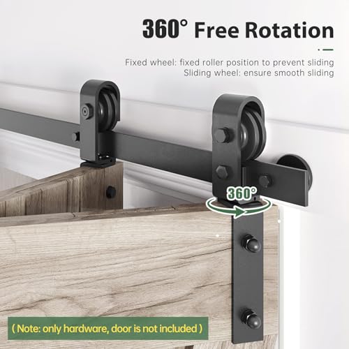 Black J Shape Bifold Sliding Barn Door Hardware Track Kit G98764