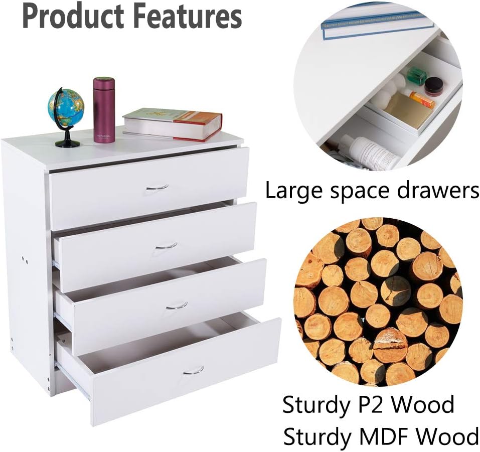 White 4 Drawer Wooden Dresser N68235