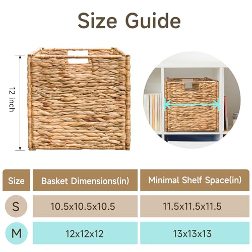 Set of 4 Handwoven Water Hyacinth Storage Baskets with Handles T41600