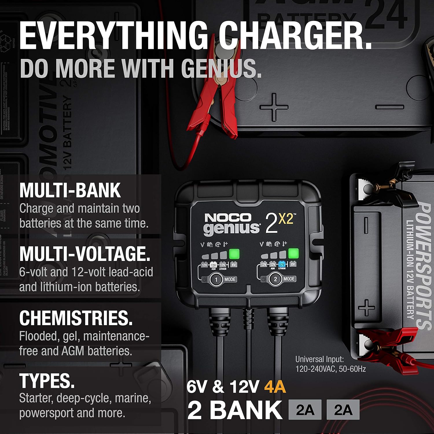 2-Bank 4-Amp Fully-Automatic Smart Battery Charger O383700