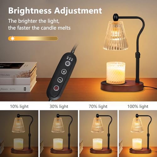 Candle Warmer Lamp with Timer and Dimmer Adjustable Height Electric Wax Melt Warmer with 2 Bulbs W33016