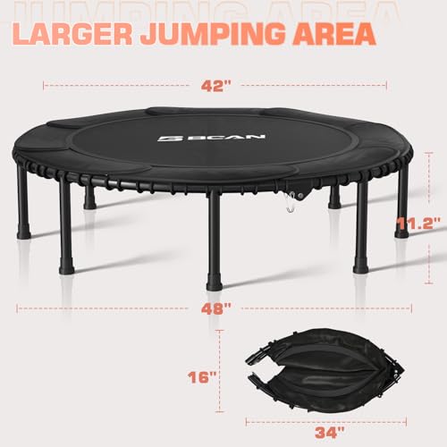 40"/48" Foldable Mini Trampoline with Durable Bungees F79457