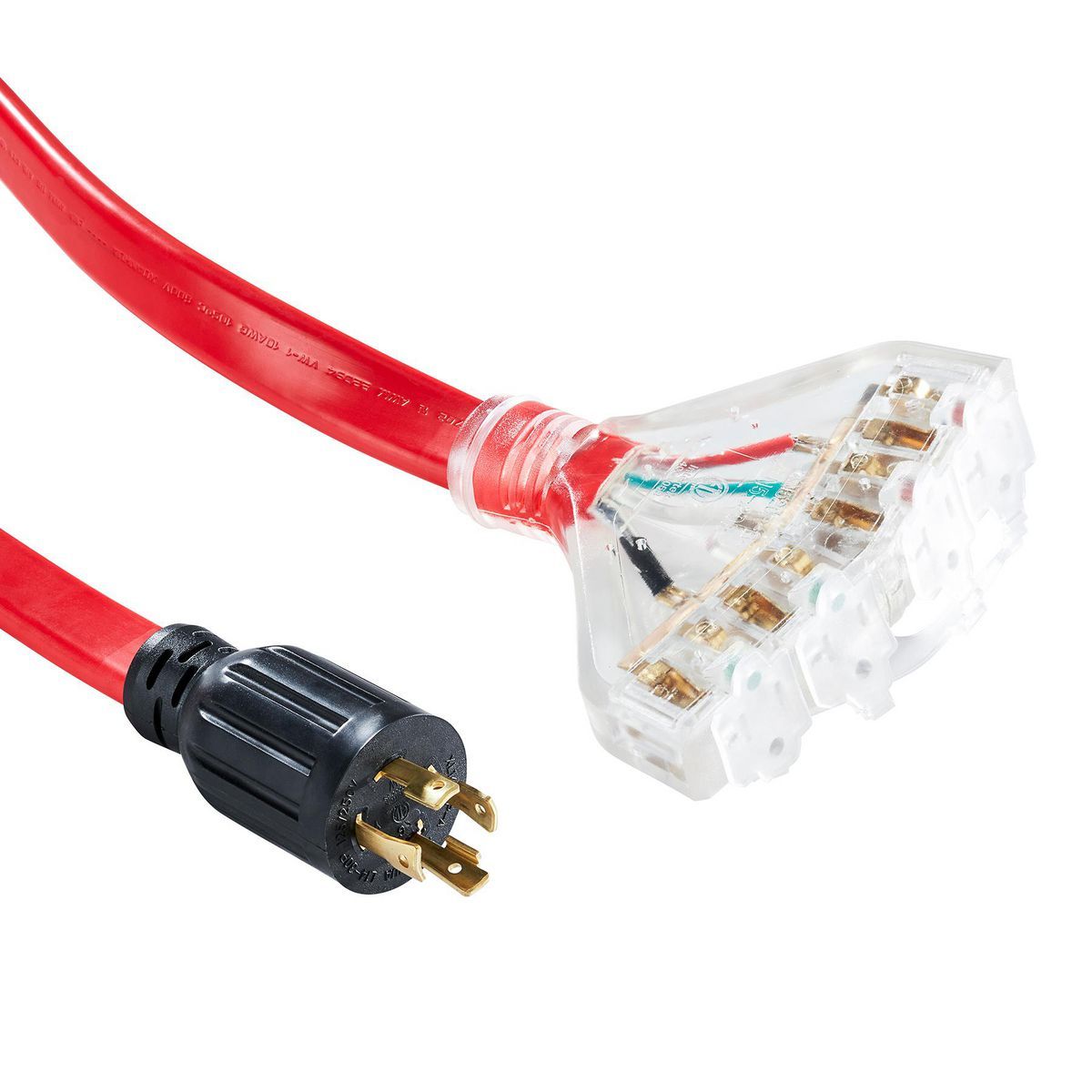 25 ft 30 Amp 125/250V Flat 4-Outlet L14-30 Generator Extension Cord C571