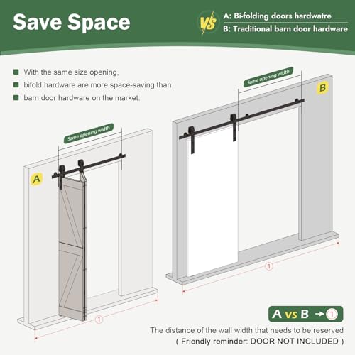 Black J Shape Bifold Sliding Barn Door Hardware Track Kit G98764